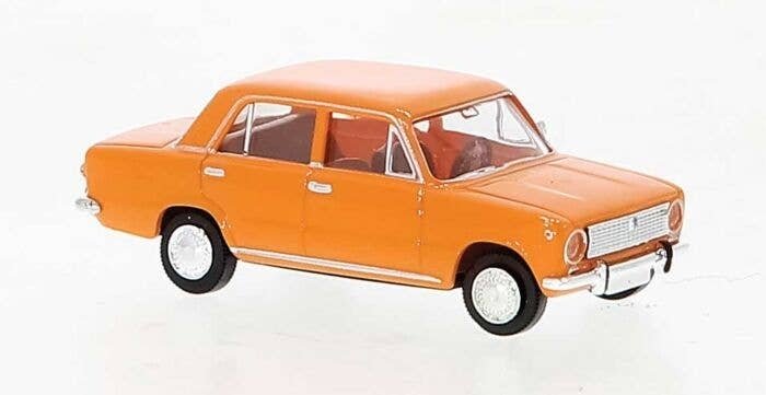 1966-1975 Fiat 124 Sedan - Assembled -- Orange, HO, Brekina Automodelle 22415