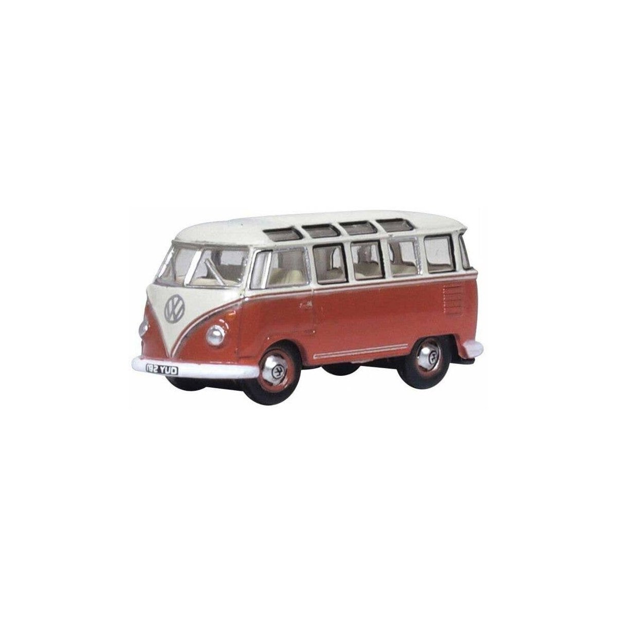 1951 Volkswagen T1 Samba Passenger Van - Assembled -- Sealing Wax Red, Beige Gray, N, Oxford Diecast NVWS001