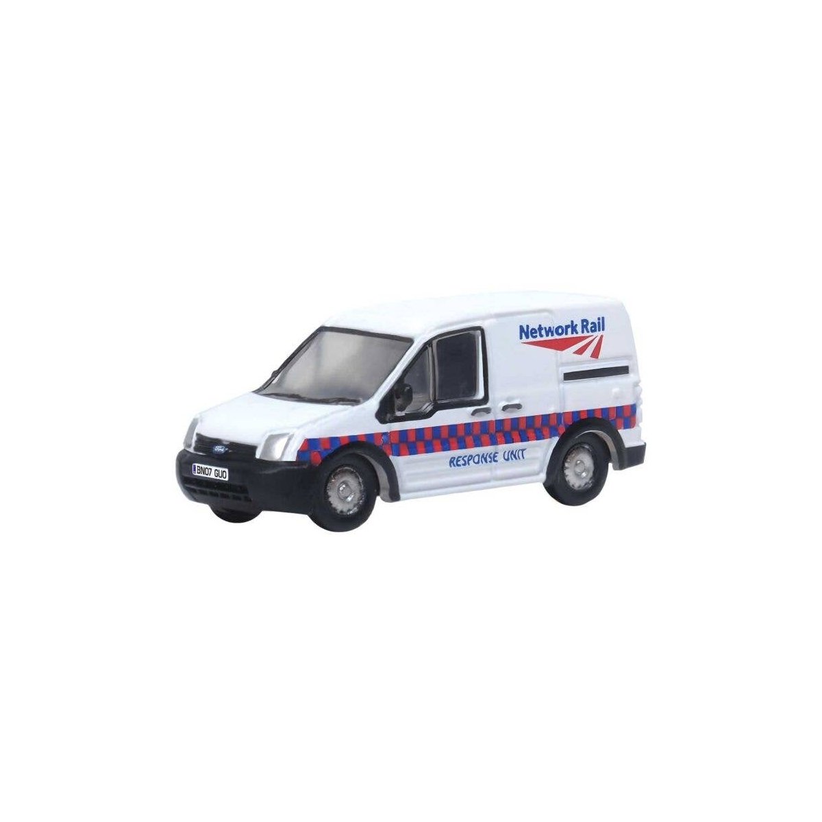 2002 Ford Transit Connect - Assembled -- Network Rail (white, red, blue), N, Oxford Diecast NFTC002