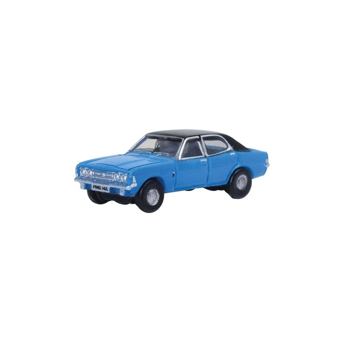 1970 Ford Cortina Mark III - Assembled -- Electric Monza Blue, Black, N, Oxford Diecast NCOR3005