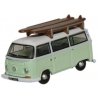 1960s Volkswagen Passenger Van w/Surfboard Roof Rack - Assembled -- Birch Green, White, N, Oxford Diecast NVW007