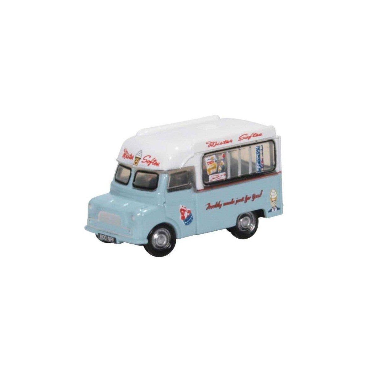 Bedford Ice Cream Van - Assembled -- Mr. Softee (white, light blue, red), N, Oxford Diecast NCA021