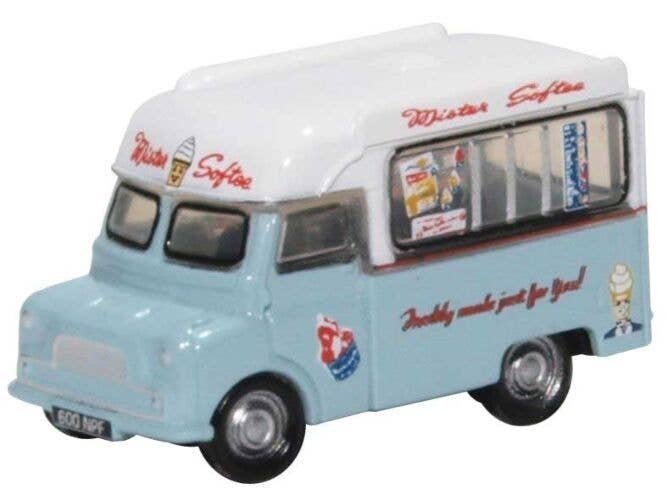 Bedford Ice Cream Van - Assembled -- Mr. Softee (white, light blue, red), N, Oxford Diecast NCA021