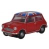 Austin Mini - Assembled -- Red w/Union Jack Roof, N, Oxford Diecast NMN001