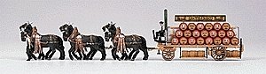 Horse-Drawn Wagon -- Beer Wagon w/Horses Spatenbrau, HO, Preiser Kg 30438