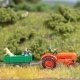 1955 Allgaier A 111 L Farm Tractor w/Trainer and 3 Figures - Assembled -- Orange, Red w/Green, HO, Busch Gmbh & Co Kg 50052