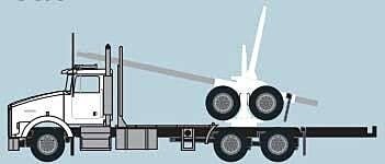 Kenworth T800 Log Truck with Trailer - Assembled -- White, Black, N, Trainworx Inc 48082