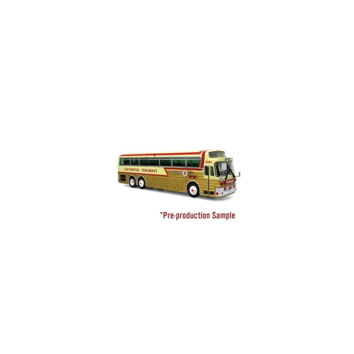1971 Eagle Model 05 Bus - Assembled -- Trailways Golden Eagle (gold, beige, red), HO, Iconic Replicas 870545