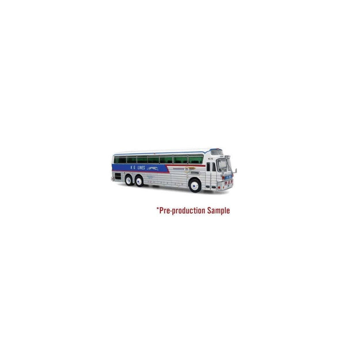 1971 Eagle Model 05 Bus - Assembled -- KG Lines Greyhound/Trailways (white, blue, red), HO, Iconic Replicas 870546