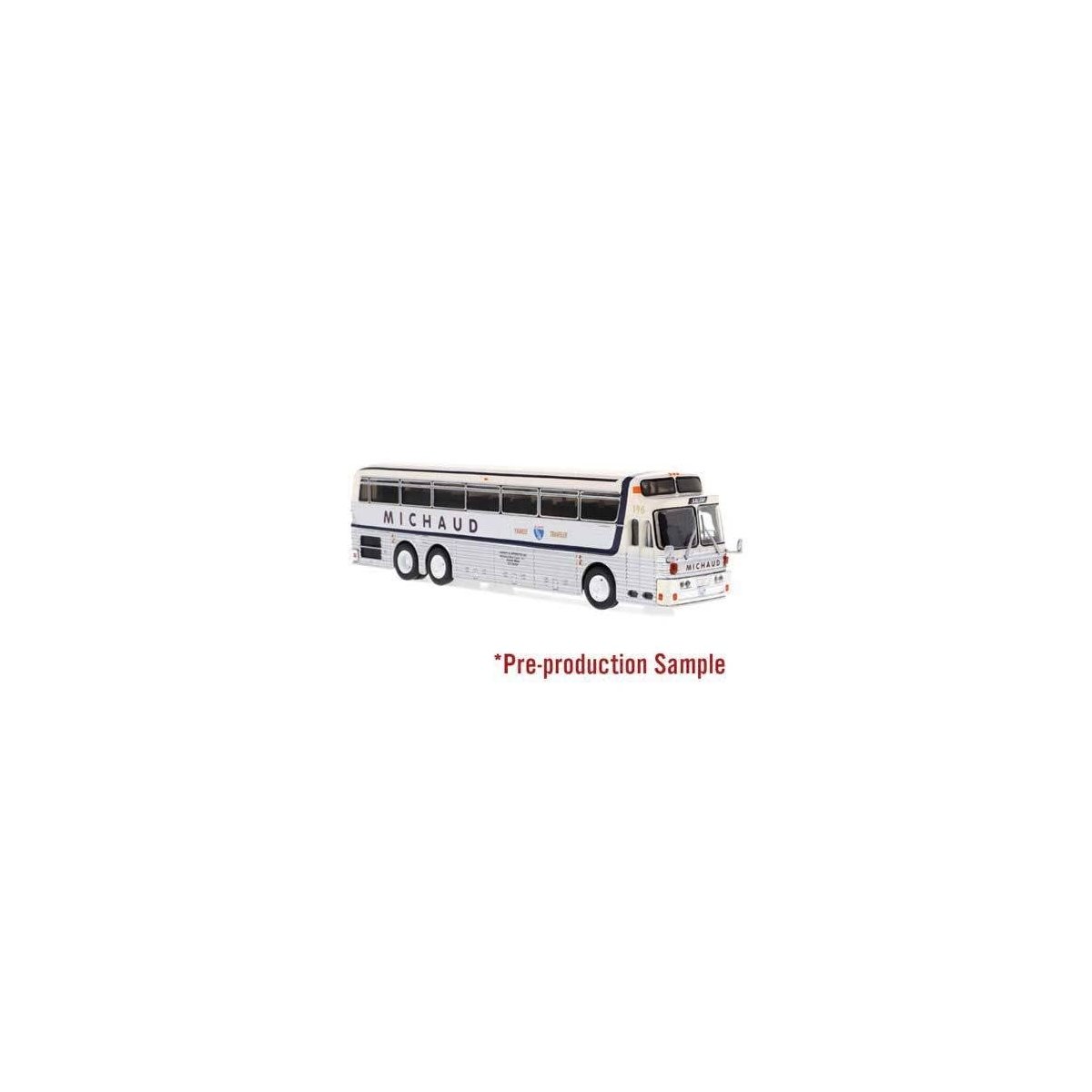 1971 Eagle Model 05 Bus - Assembled -- Michaud Trailways (silver, cream, black), HO, Iconic Replicas 870548