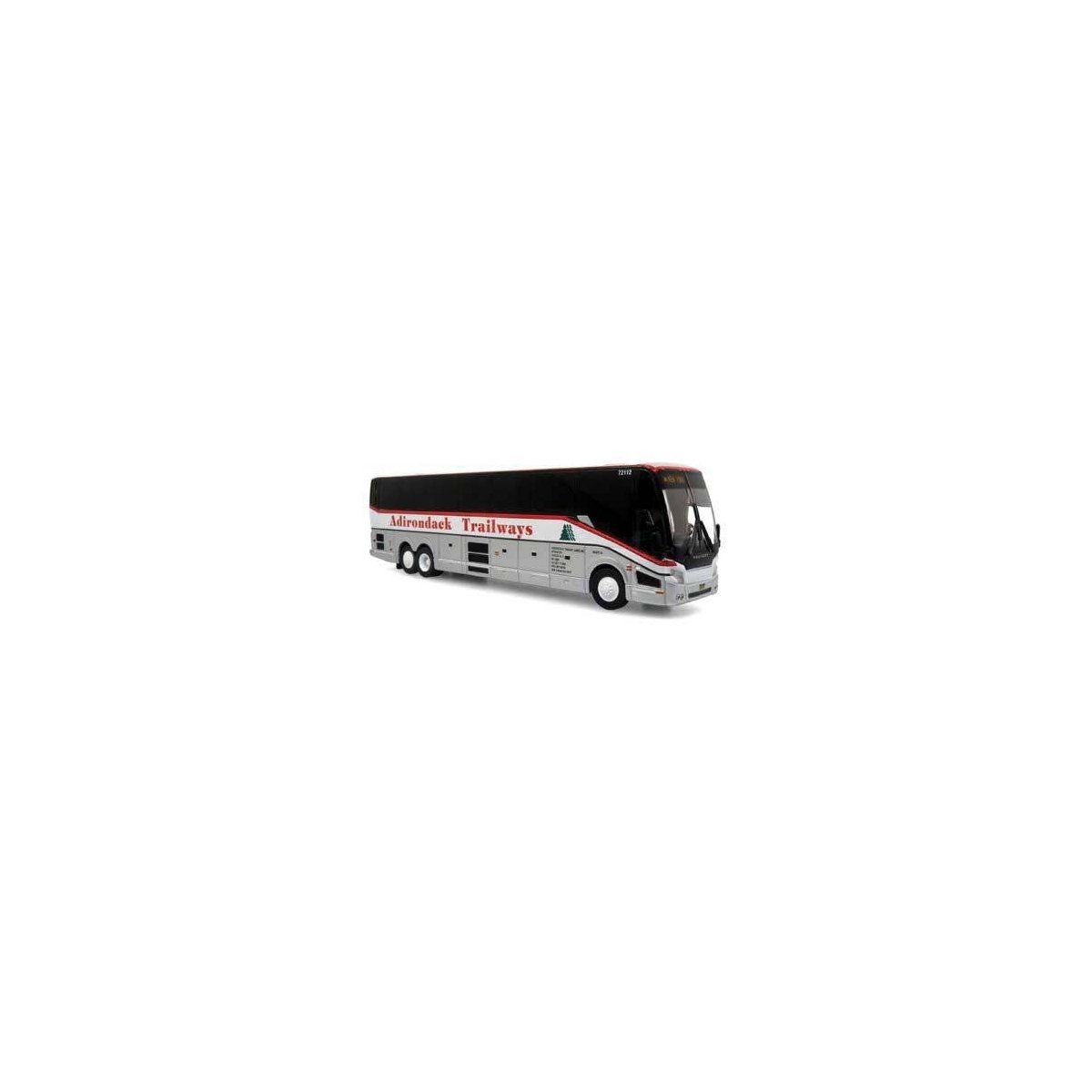 2022 Prevost H3-45 Coach - Assembled -- Adirondack Trailways (silver, white, red), HO, Iconic Replicas 870419
