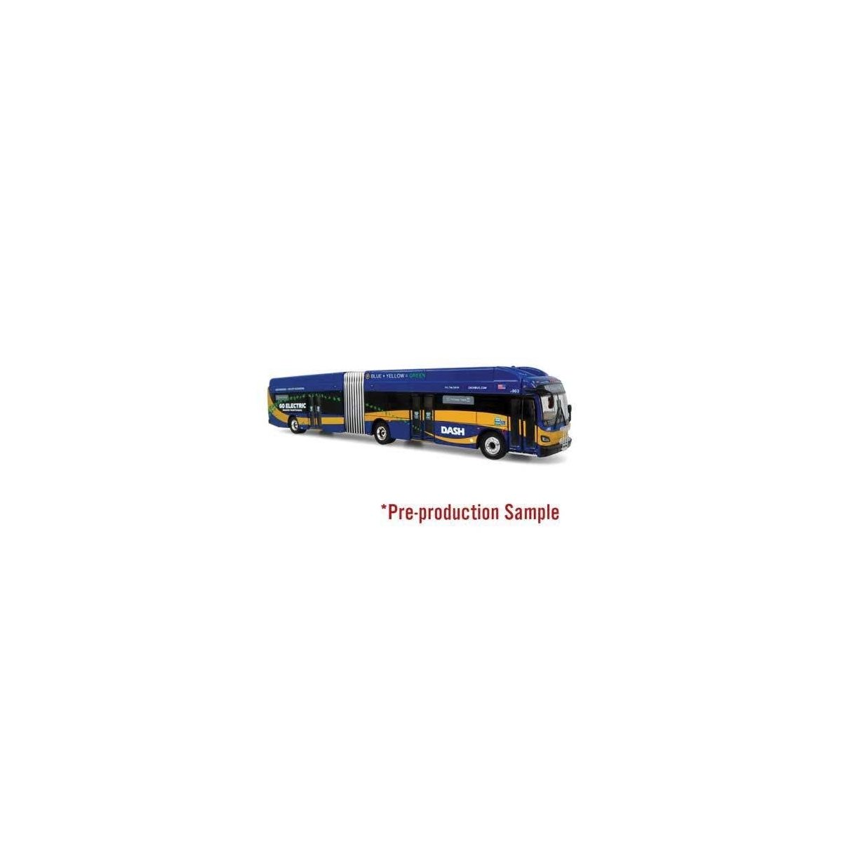 New Flyer Xcelsior XN60 Articulated Bus - Assembled -- Dash (blue, black, orange), HO, Iconic Replicas 870530
