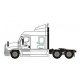Freightliner Cascadia Mid-Roof Tractor - Assembled -- YRC Freight 1 (white, orange, blue), N, Trainworx Inc 4259001
