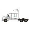 Freightliner Cascadia Mid-Roof Tractor - Assembled -- YRC Freight 4 (white, orange, blue), N, Trainworx Inc 4259004