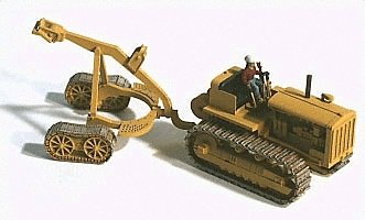 Construction Equipment (Unpainted Metal Kit) -- 1940s D8/8R Crawler Tractor w/Logging Arch & Operator Figure, HO, GHQ 61004