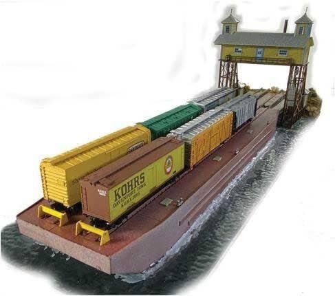 Laser-Cut Wood Kit -- The Hudson 2-Track Carfloat - 12-1/4 x 3 x 1′ 31.1 x 7.6 x 2.5cm, N, The N Scale Architect 10061
