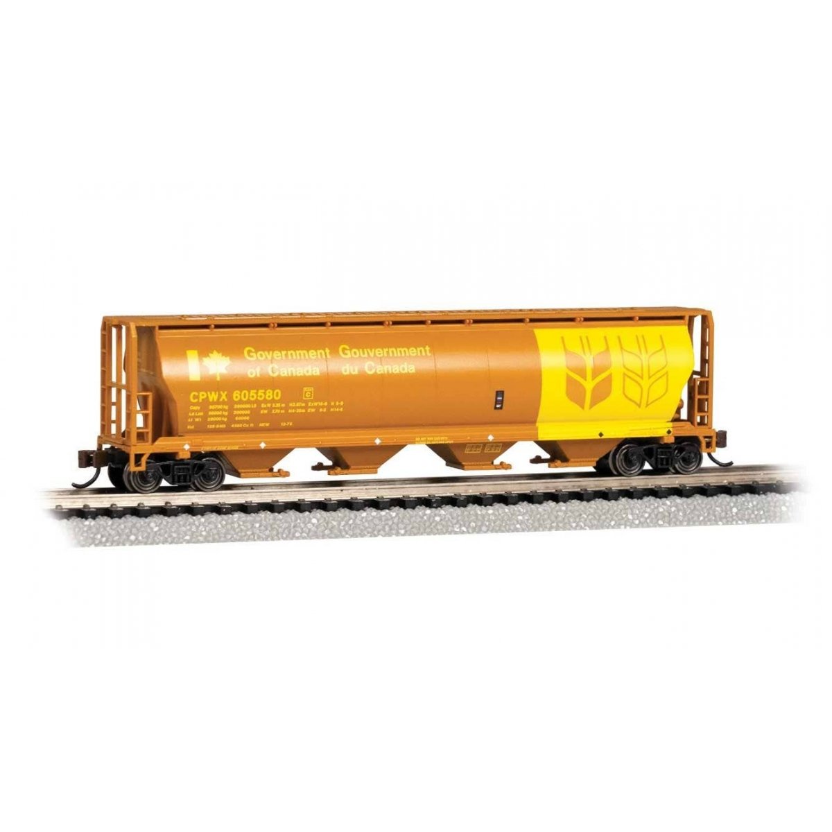 Canadian Cylindrical 4-Bay Grain Hopper - Ready to Run - Silver Series(R)