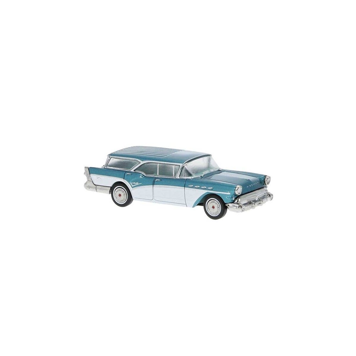 1957 Buick Century Caballero - Assembled -- Metallic Turquoise, White, HO, Brekina Automodelle 18180