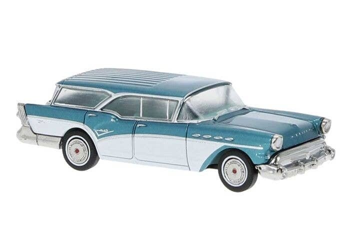 1957 Buick Century Caballero - Assembled -- Metallic Turquoise, White, HO, Brekina Automodelle 18180