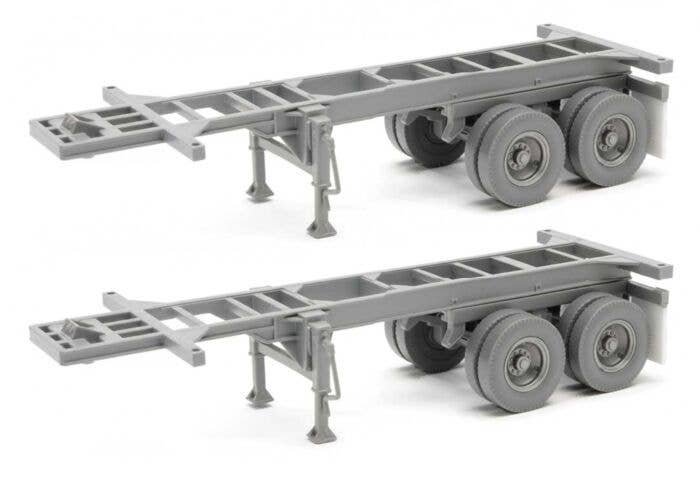 20′ Container Chassis (2-Pack) -- Undecorated, HO, Walthers SceneMaster 4500