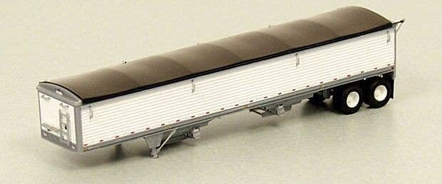 Wilson 43′ Pacesetter Grain Trailer - Kit -- Black Tarp & White Painted Panels, HO, Lonestar Models 6001