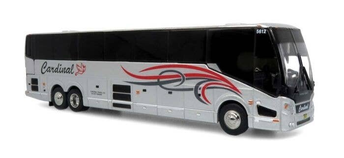 2022 Prevost H3-45 Coach - Assembled -- Cardinal Transportation (white, black, gray, red), HO, Iconic Replicas 870475