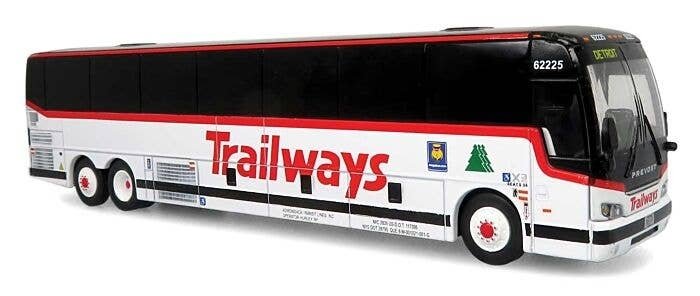 2022 Prevost H3-45 Coach - Assembled -- Adirondack Transit Lines Trailways (white, black, red), HO, Iconic Replicas 870477