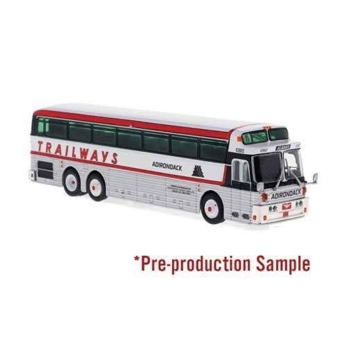 1971 Eagle Model 05 Bus - Assembled -- Adirondack Trailways (silver, white, red), HO, Iconic Replicas 870547