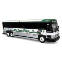 MCI D4000 Coach - Assembled -- Peter Pan (white, silver, green), HO, Iconic Replicas 870484