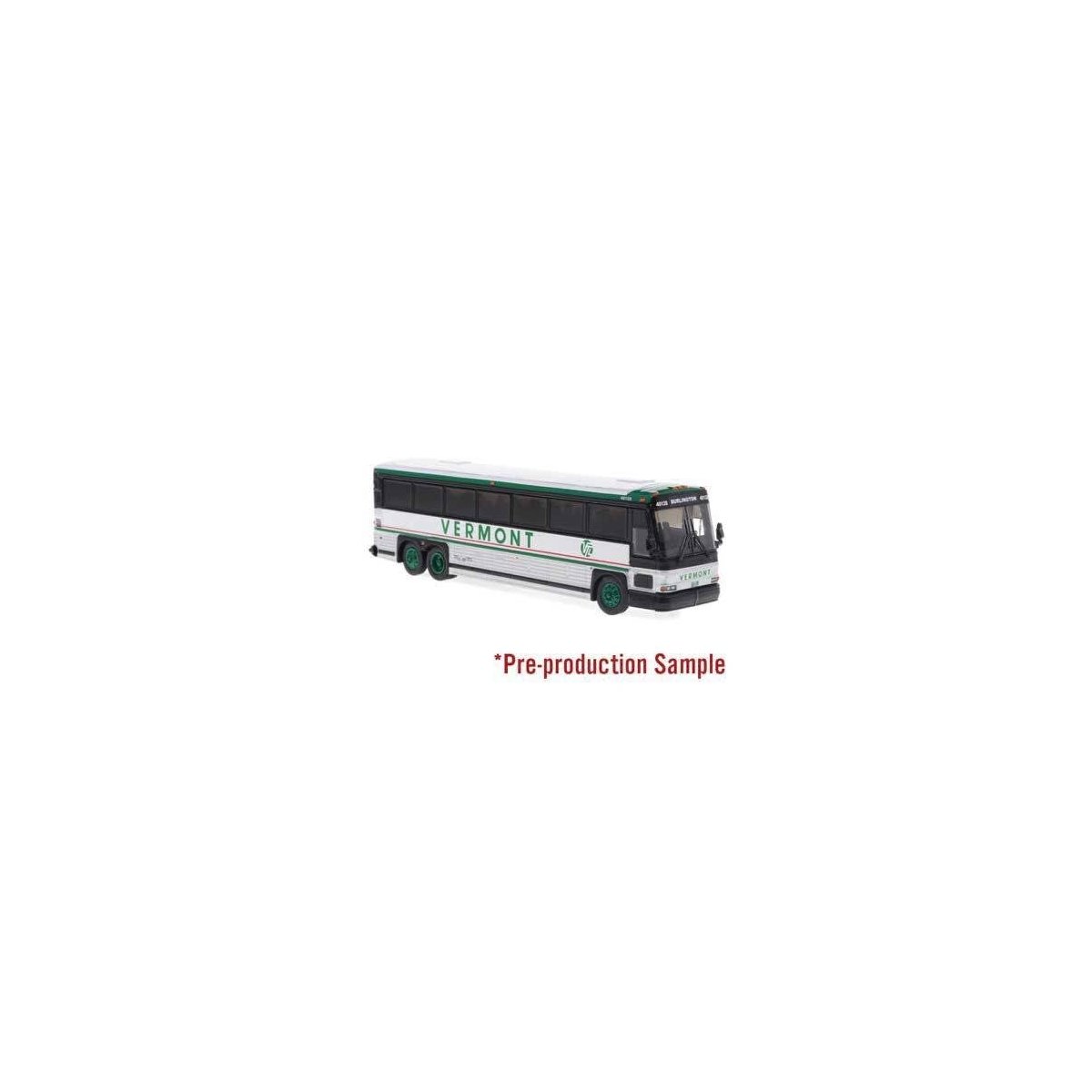 MCI D4000 Coach - Assembled -- Vermont Transit (white, silver, black, red), HO, Iconic Replicas 870562