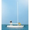 Korsar Sailboat w/Sailors Unrigging the Sails -- Sails Down (white, yellow), HO, Preiser Kg 10680