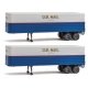 35′ Fluted-Side Trailer 2-Pack - Assembled -- US Mail (blue, white, red stripe, gold shadow , HO, Walthers SceneMaster 2426