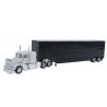 Kenworth W-900 w/Skirted Chassis, Tool Box & 48′ Livestock Trailer -- White Tractor, Black Trailer, HO, Herpa Models 6347