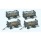 Baggage Trailer for Electric Baggage Cart - Kit -- German Federal Railroad DB (Era III, gray) pkg(4), HO, Preiser Kg 17129
