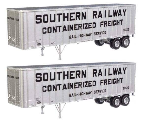 Flexi-Van 40′ Trailer 2-Pack - Assembled -- Southern Railway (Containerized Freight end door, HO, Walthers SceneMaster 2614
