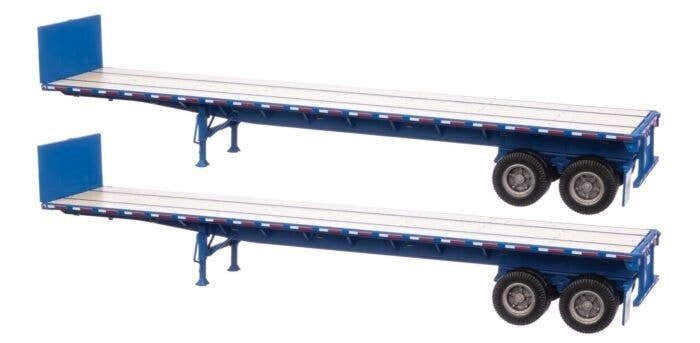 40′ Flatbed Trailer - Ready to Run - 2-Pack -- Blue, HO, Walthers SceneMaster 2701