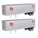 Flexi-Van 40′ Trailer 2-Pack - Assembled -- Milwaukee Road 1 (Logo, Flexi-Van Placards End D, HO, Walthers SceneMaster 2603