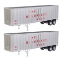 Flexi-Van 40′ Trailer 2-Pack - Assembled -- Milwaukee Road 2 (Large Name, Side Doors), HO, Walthers SceneMaster 2604
