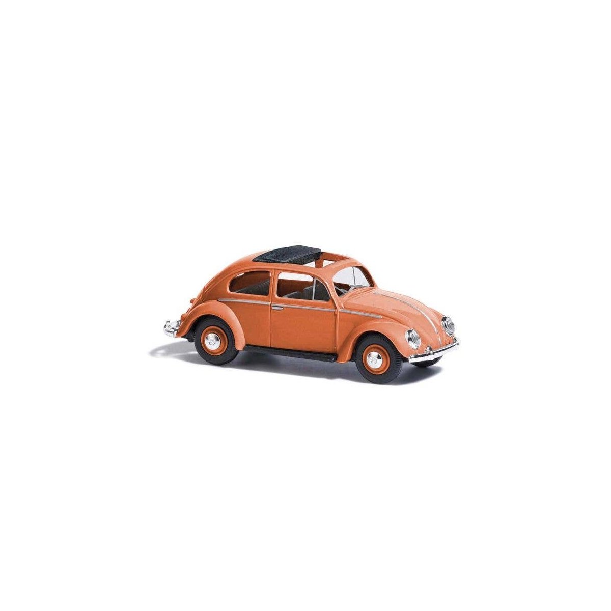1955 Volkswagen Beetle with Oval Rear Window & Sunroof - Assembled -- Salmon, HO, Busch Gmbh & Co Kg 52953