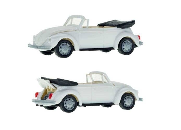 1970-1972 Volkswagen Old-Style Beetle Type 11 1302 Convertible - Kit -- Top Down (white), HO, Kibri 11229