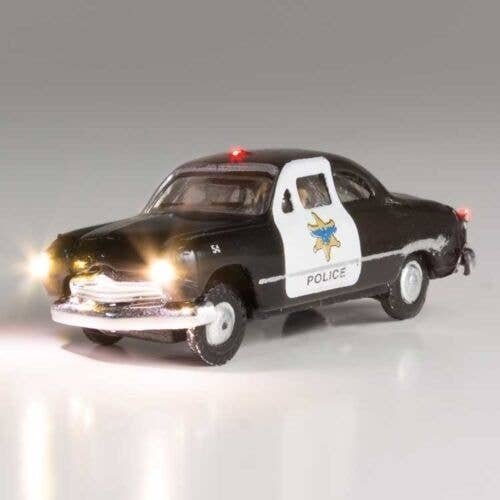 Just Plug(R) Lighted Vehicle -- Police Car (black, white), N, Woodland Scenics 5613