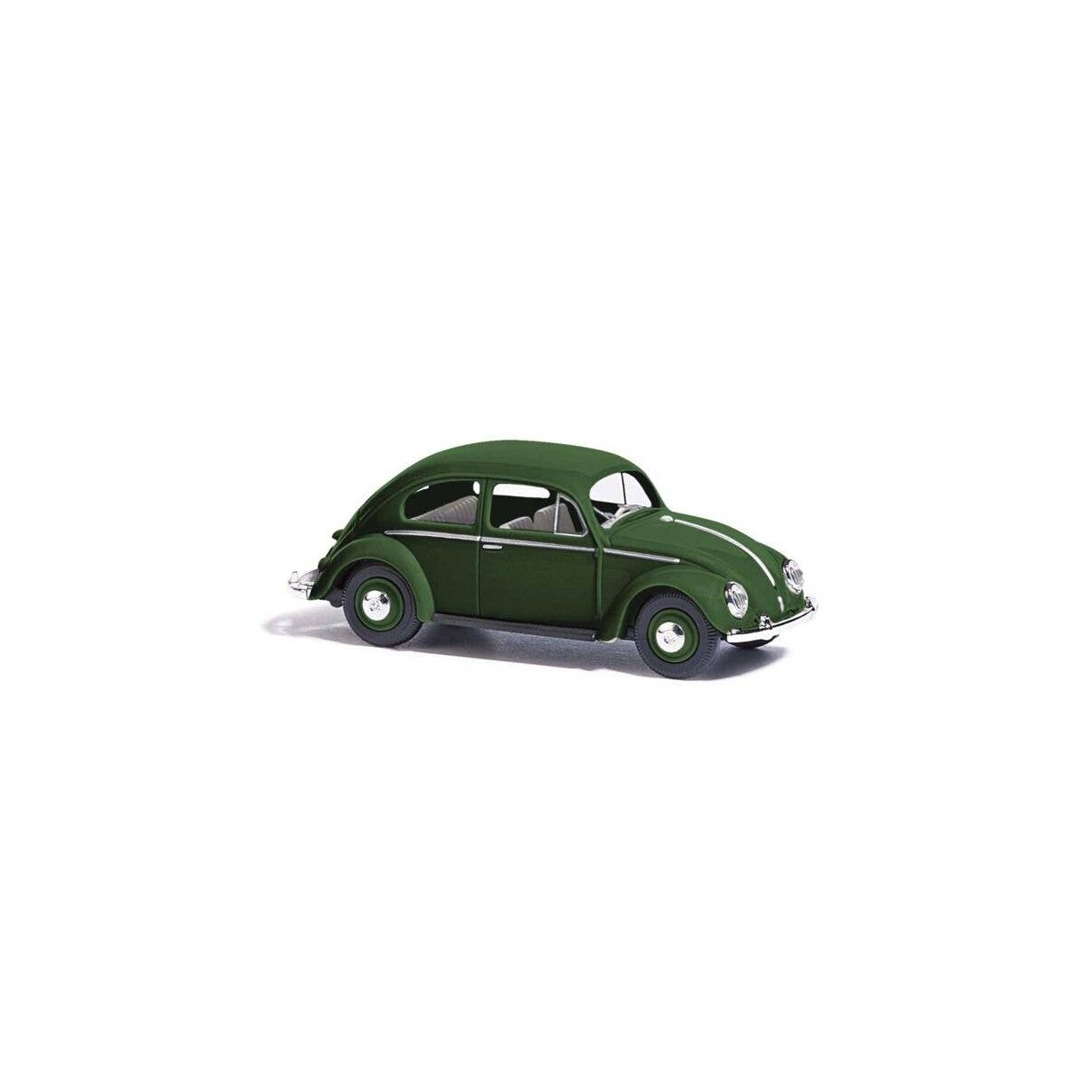 1955 Volkswagen Beetle with Canvas Roof - Assembled -- Green, HO, Busch Gmbh & Co Kg 52990