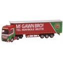 2012 Mercedes-Benz Actros Tractor with Curtain-Side Trailer - Assembled -- McGawn Bros (red, gree, N, Oxford Diecast NMB007