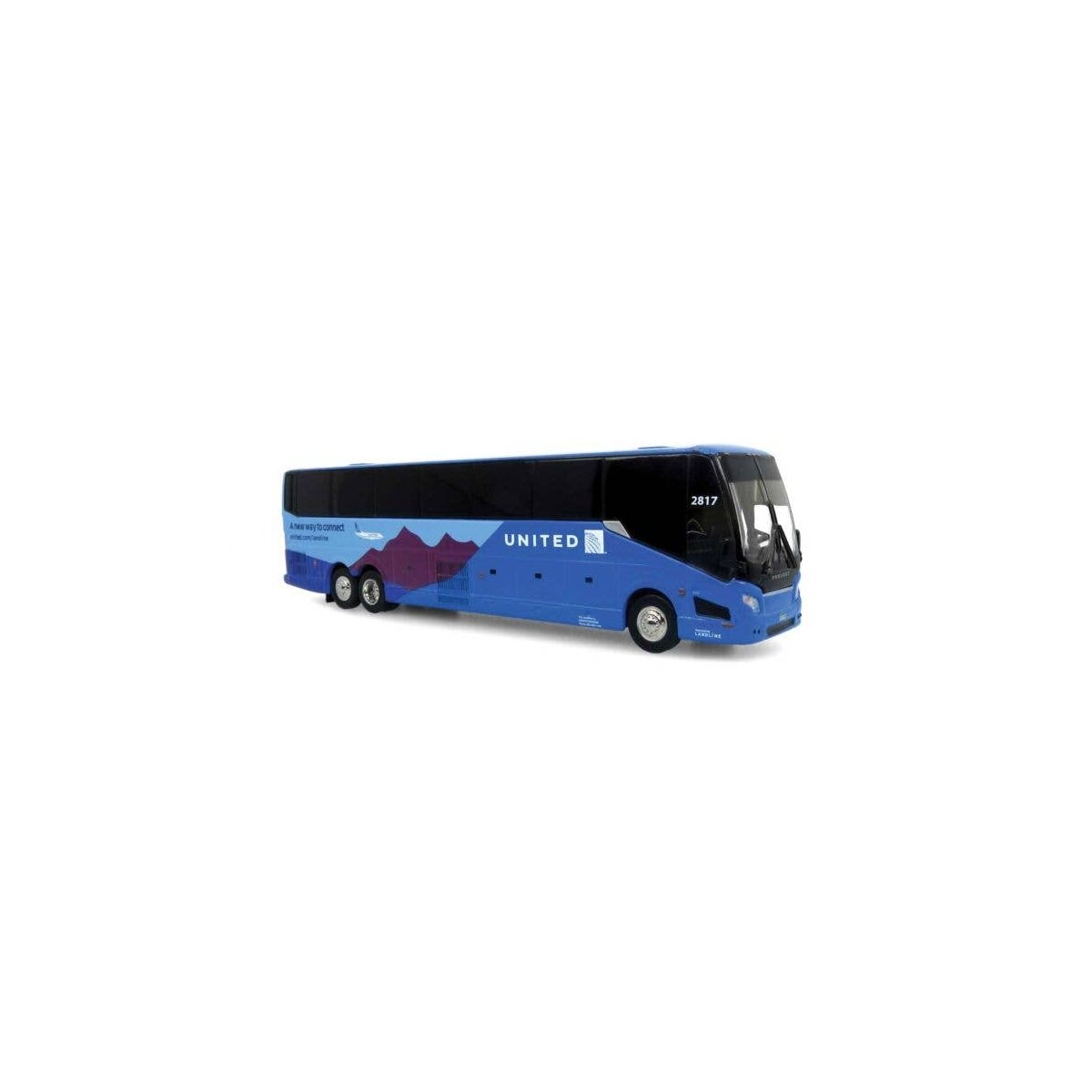2022 Prevost H3-45 Coach - Assembled -- United Airlines (blue, black), HO, Iconic Replicas 870382