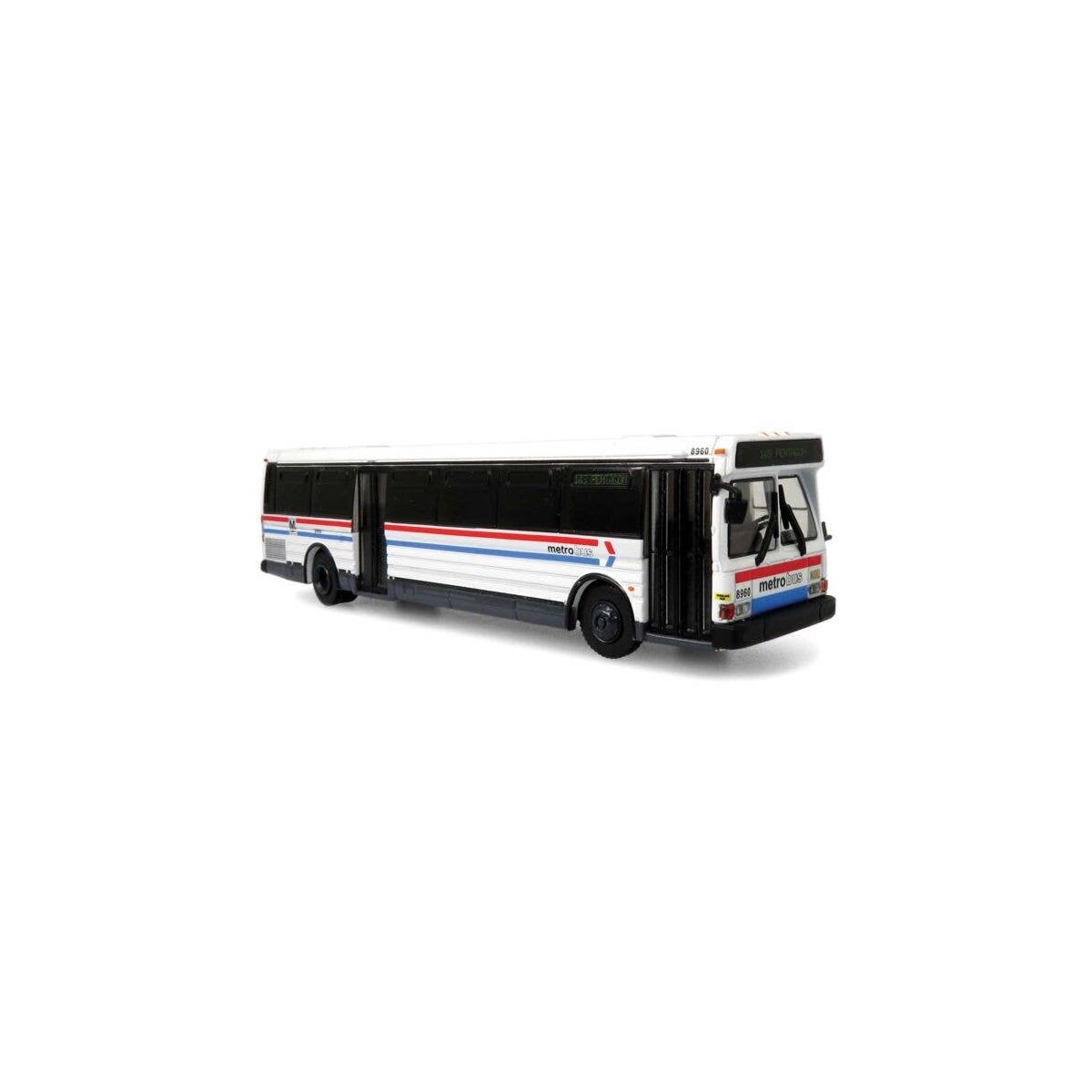 Grumman 870 Transit Bus - Assembled -- Washington Metro WMATA (white, red, blue, 165 Pentagon D, HO, Iconic Replicas 870407