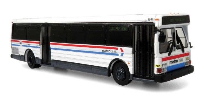 Grumman 870 Transit Bus - Assembled -- Washington Metro WMATA (white, red, blue, 165 Pentagon D, HO, Iconic Replicas 870407