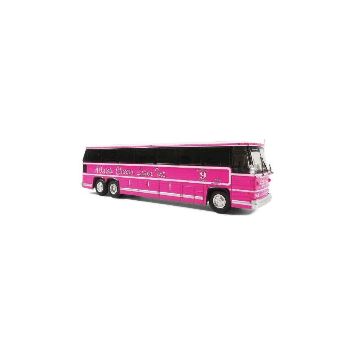 1984 MCI MC-9 Motorcoach Bus - Assembled -- Allstate Charter Lines (pink), HO, Iconic Replicas 870272