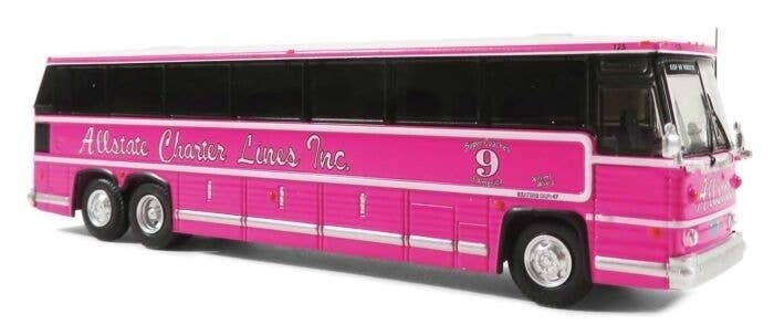 1984 MCI MC-9 Motorcoach Bus - Assembled -- Allstate Charter Lines (pink), HO, Iconic Replicas 870272