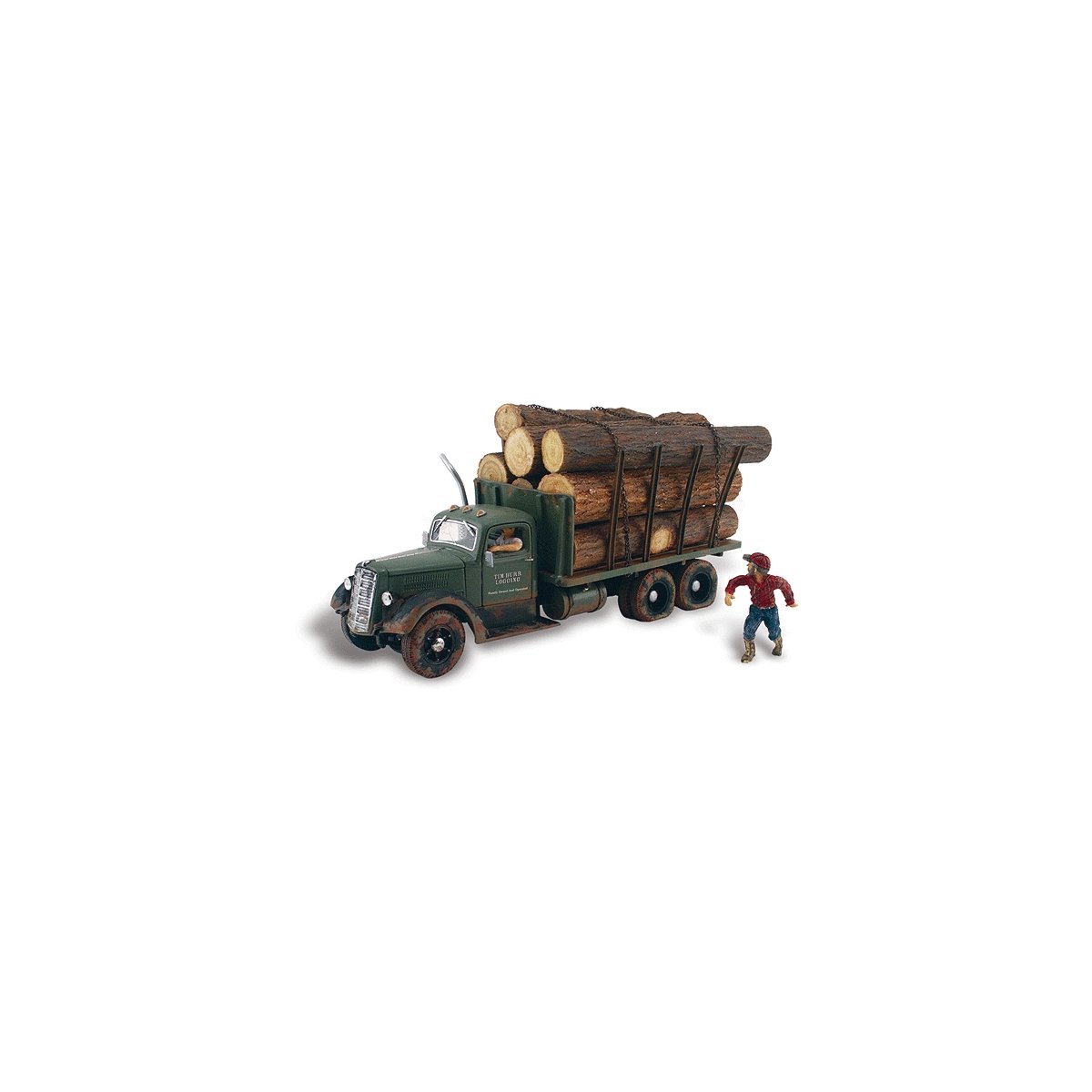 Tim Burr Logging - Assembled - AutoScenes(R) -- Truck, Lumber Load & Figures, N, Woodland Scenics 5343