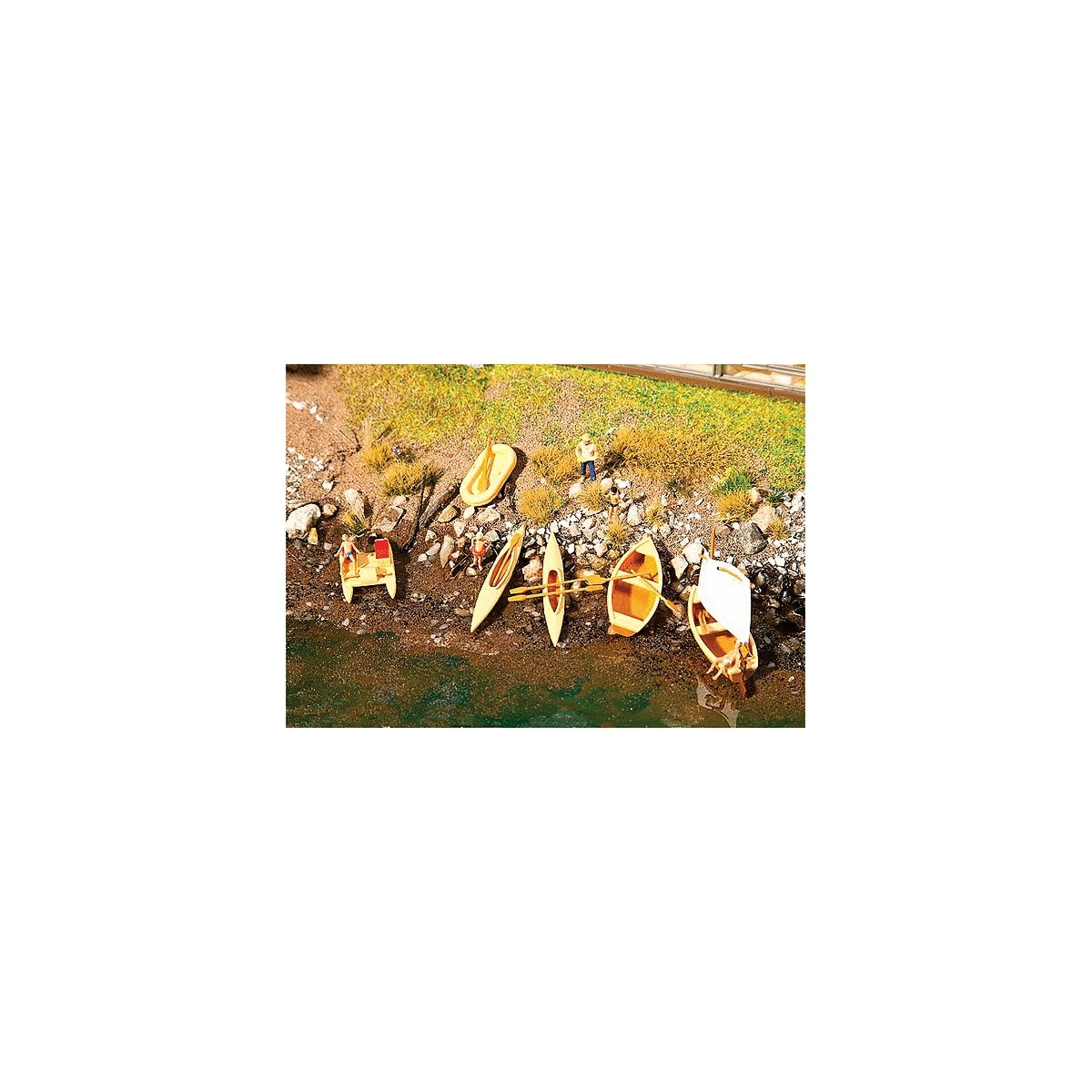 Boats - Kit (Plastic) -- 1 Each Rowboat, Sailboat & 2 Each: Rubber Dinghies, Pedal Boats & Canoes, HO, Faller Gmbh 130513